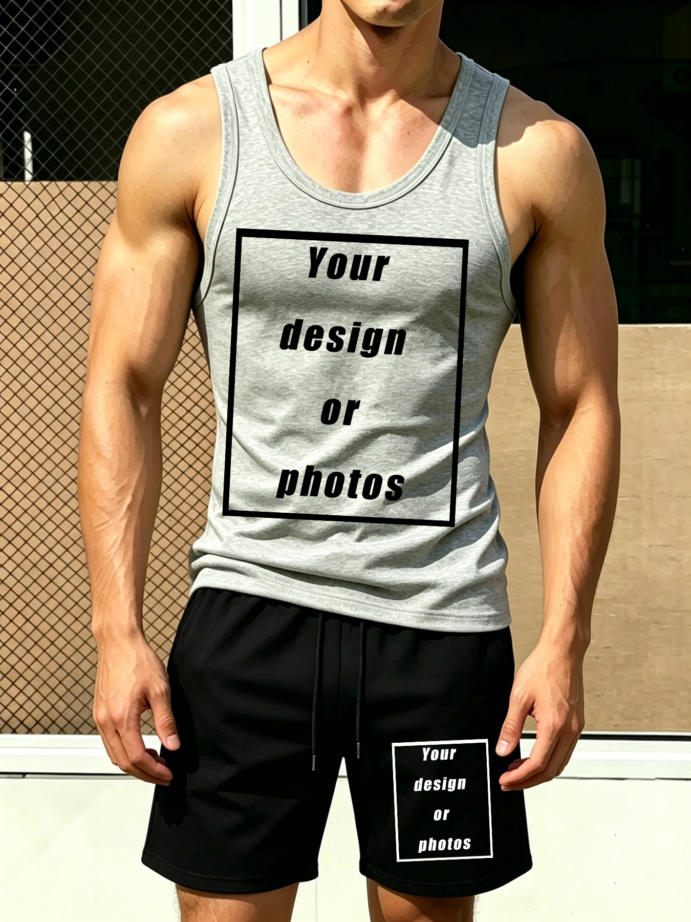 Summer Knit Clothing - Men's Sports Tank Top Set Shorts