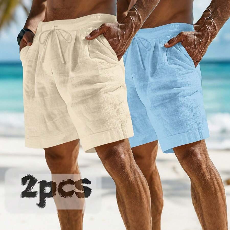 Linen Shorts Men - 2pcs Mens Linen Shorts Casual Comfortable