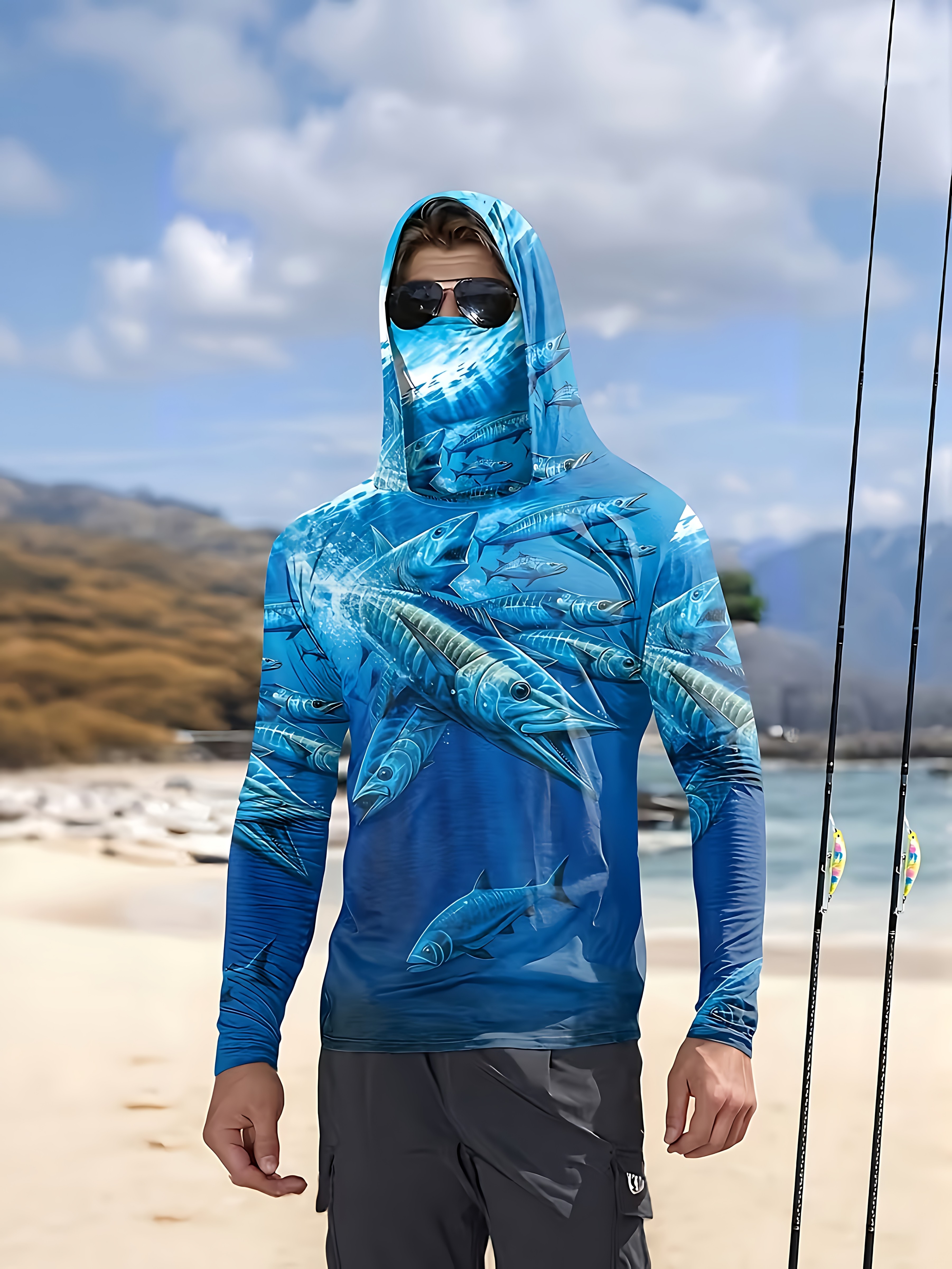 Summer Knit Clothing - Fishing Shirt Hooded Men Fishing Clothes