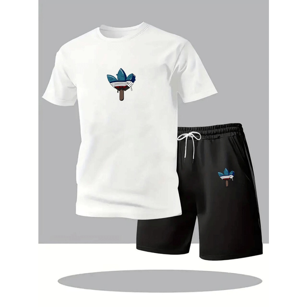 Summer Knit Clothing - Summer Men's Sets Fashion Tracksuit Men