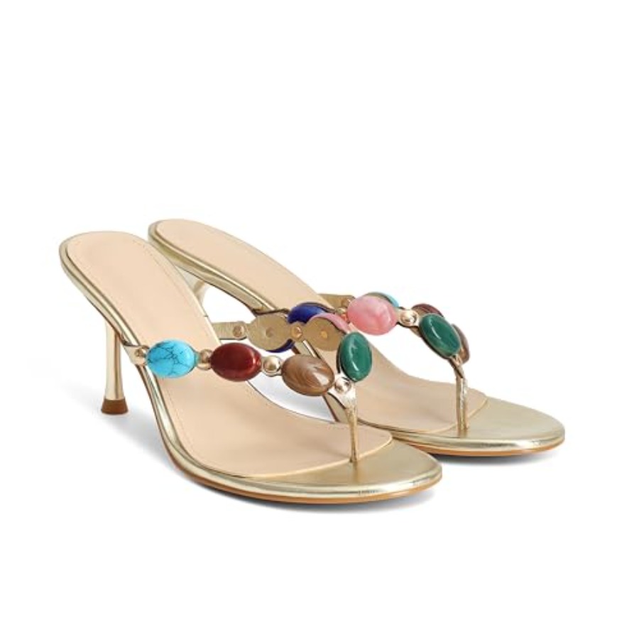 Flip Flop Jeweled - Jeweled Flip Flop Kitten Heels for