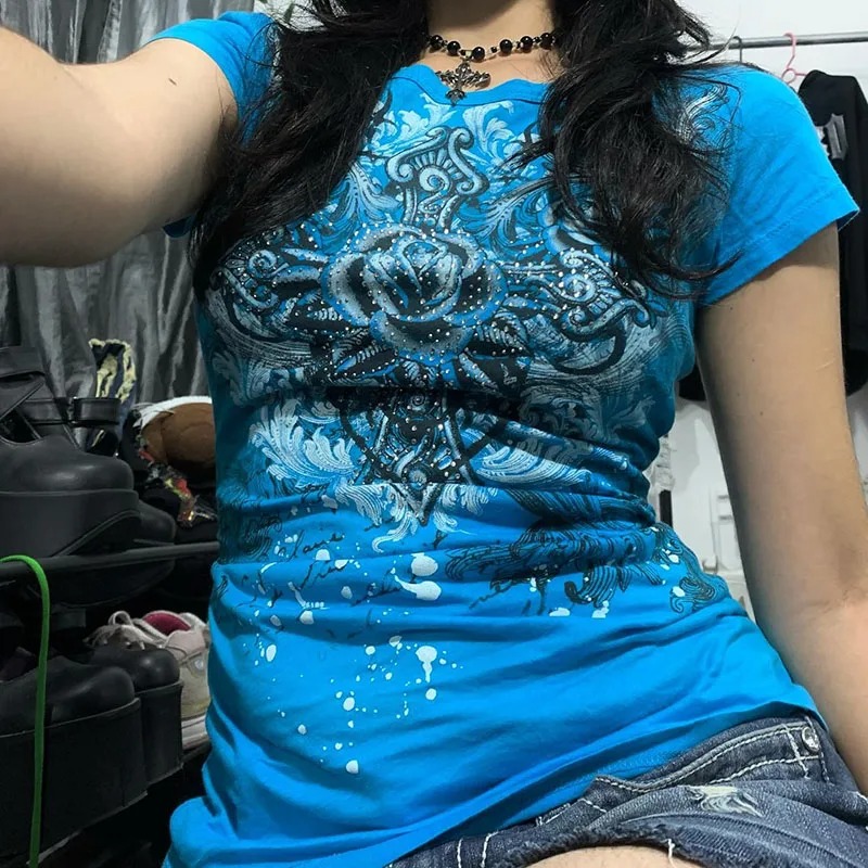 Summer Grunge Clothing - Women's Y2k Grunge T-Shirts 2000s Vinage