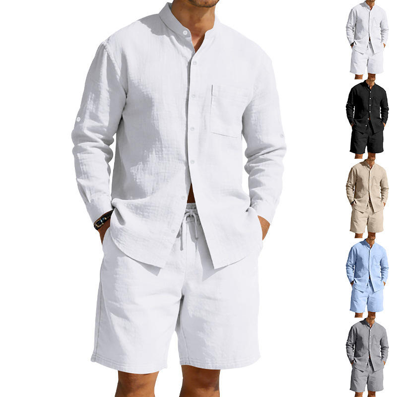 Linen Shorts Men - Men's Linen Shirt Casual Beachwear Long
