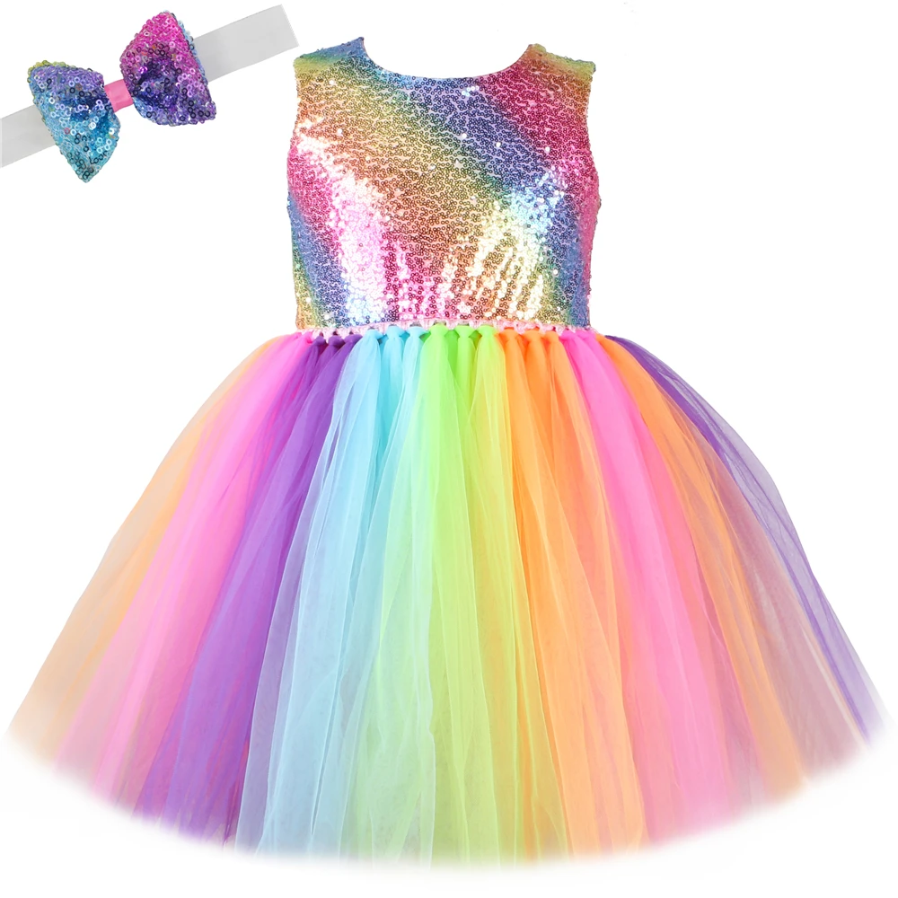 Summer Clothing For Teen Girls - Rainbow Sequins Princess Dress for Girls