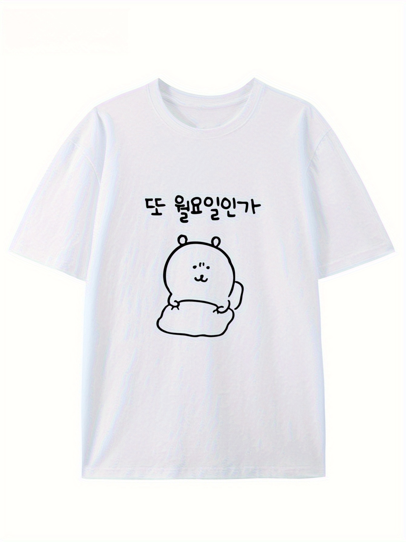 Summer Clothing Cheap - Cute Cartoon Print Round Neck T-Shirt