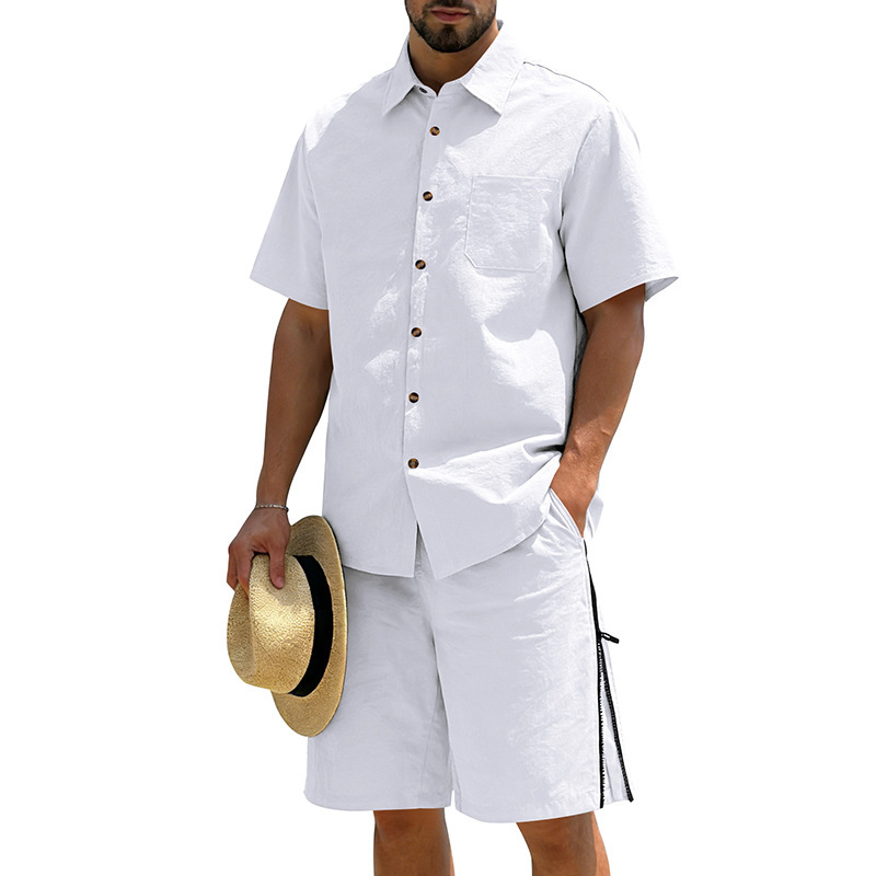 Linen Shorts Men - Men's Casual Cotton Linen 2 Piece