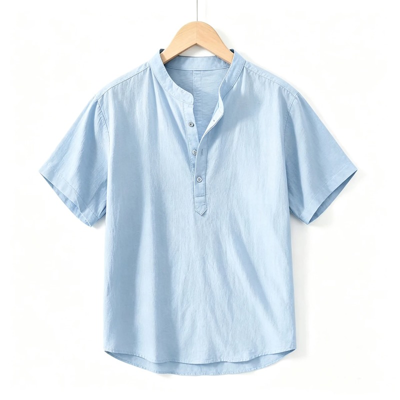 Linen Shorts Men - Men Cotton Linen Short-Sleeve Shirt with