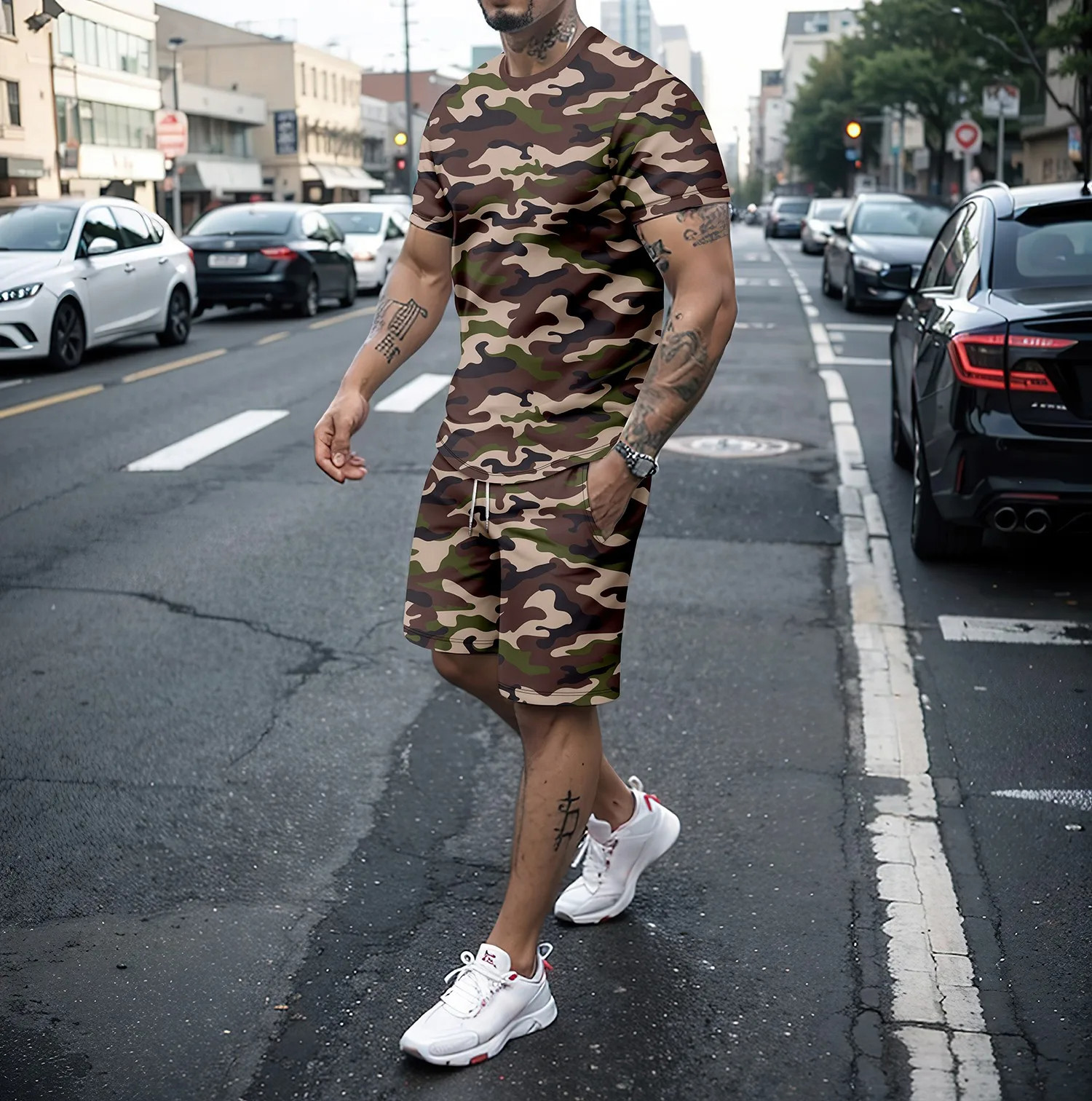 Summer Knit Clothing - Camouflage Outdoor Tracksuits 3D Print Men's