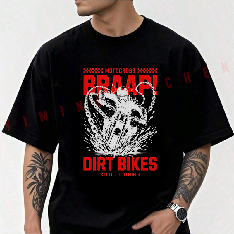 Summer Clothing Motorcycle - Cotton T Shirt Casual Braaap Dirt