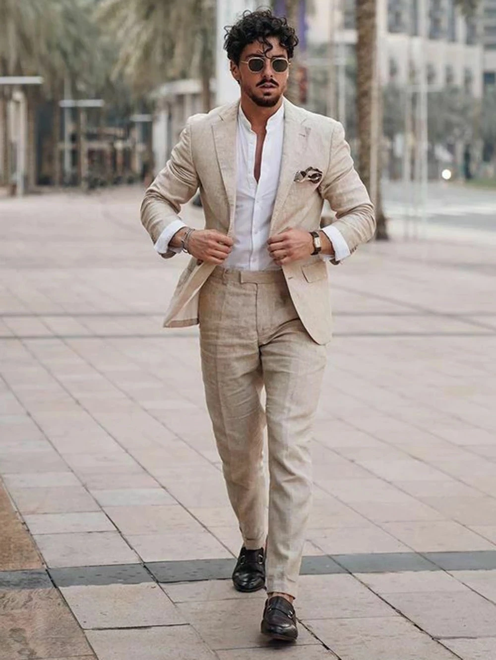 Summer Beach Business Linen Me - Summer Clothing Men Linen ulasan dan harga