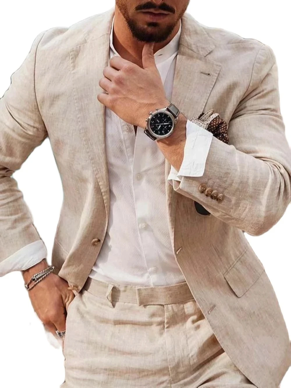 Summer Beach Business Linen Me - Summer Clothing Men Linen ulasan dan harga
