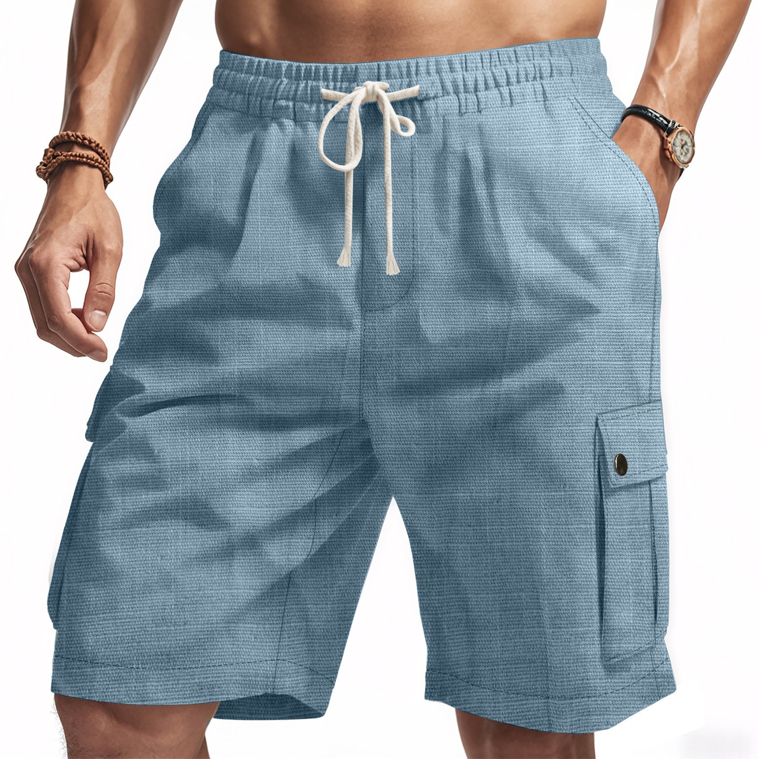 Men's Summer Straight Leg Carg - Linen Shorts Men ulasan dan harga