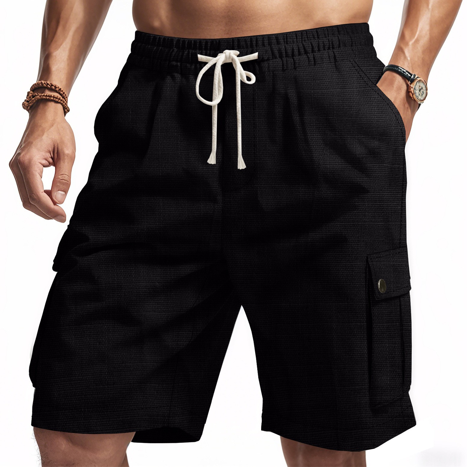 Men's Summer Straight Leg Carg - Linen Shorts Men ulasan dan harga