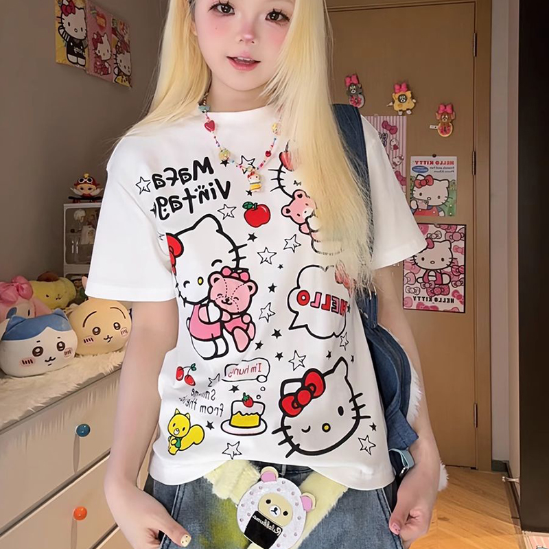 New Cute T-Shirt Kawaii Sanrio - Summer Away Clothing ulasan dan harga