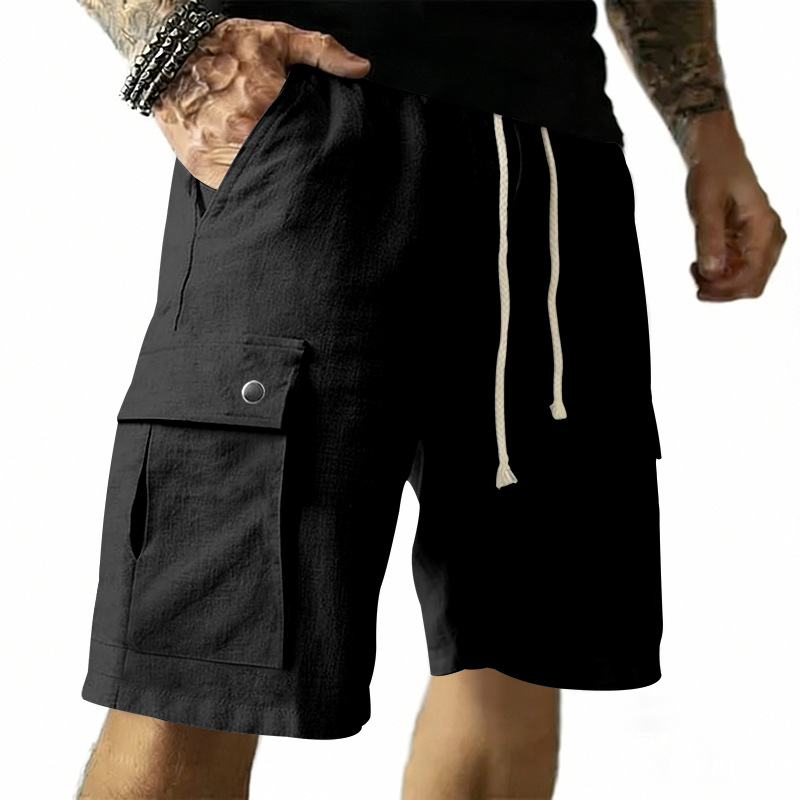 European and American multi-po - Linen Shorts Men ulasan dan harga