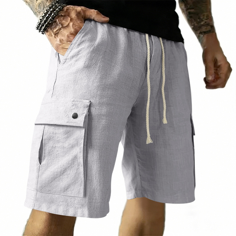 European and American multi-po - Linen Shorts Men ulasan dan harga