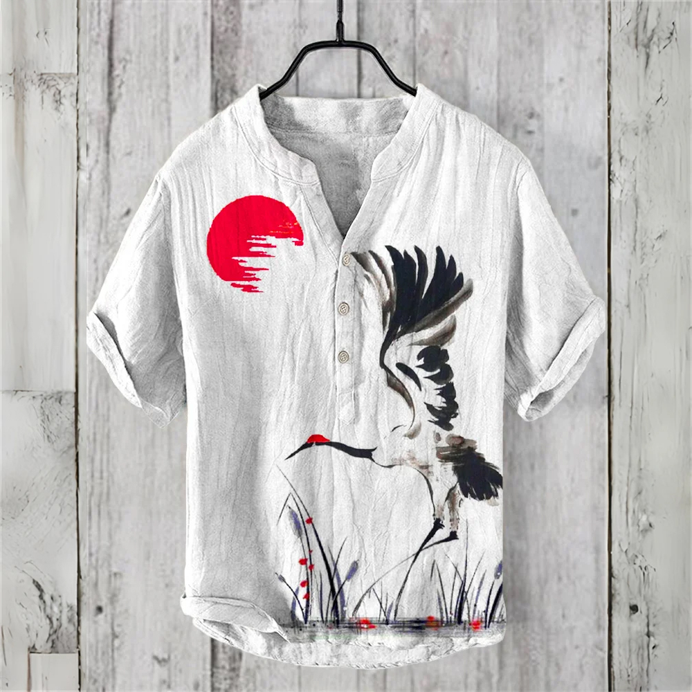 Men's short-sleeved POLO shirt - Summer Clothing Men Linen ulasan dan harga