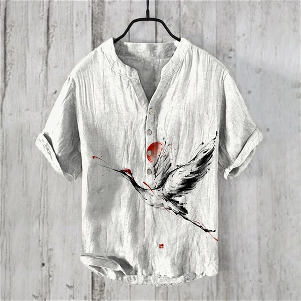 Men's short-sleeved POLO shirt - Summer Clothing Men Linen ulasan dan harga