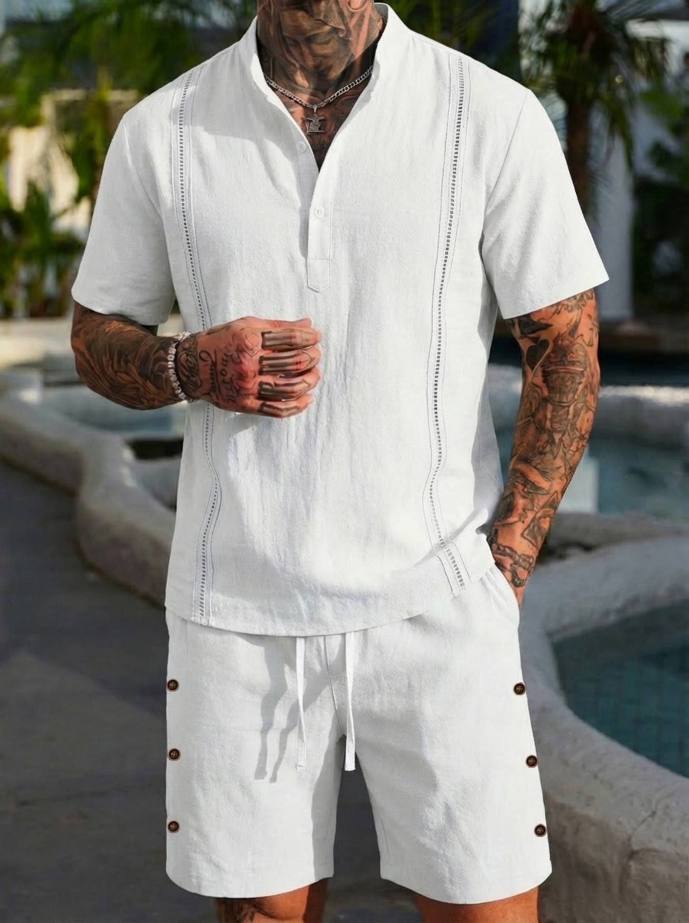 2026 men's summer beach casual - Linen Shorts Men ulasan dan harga