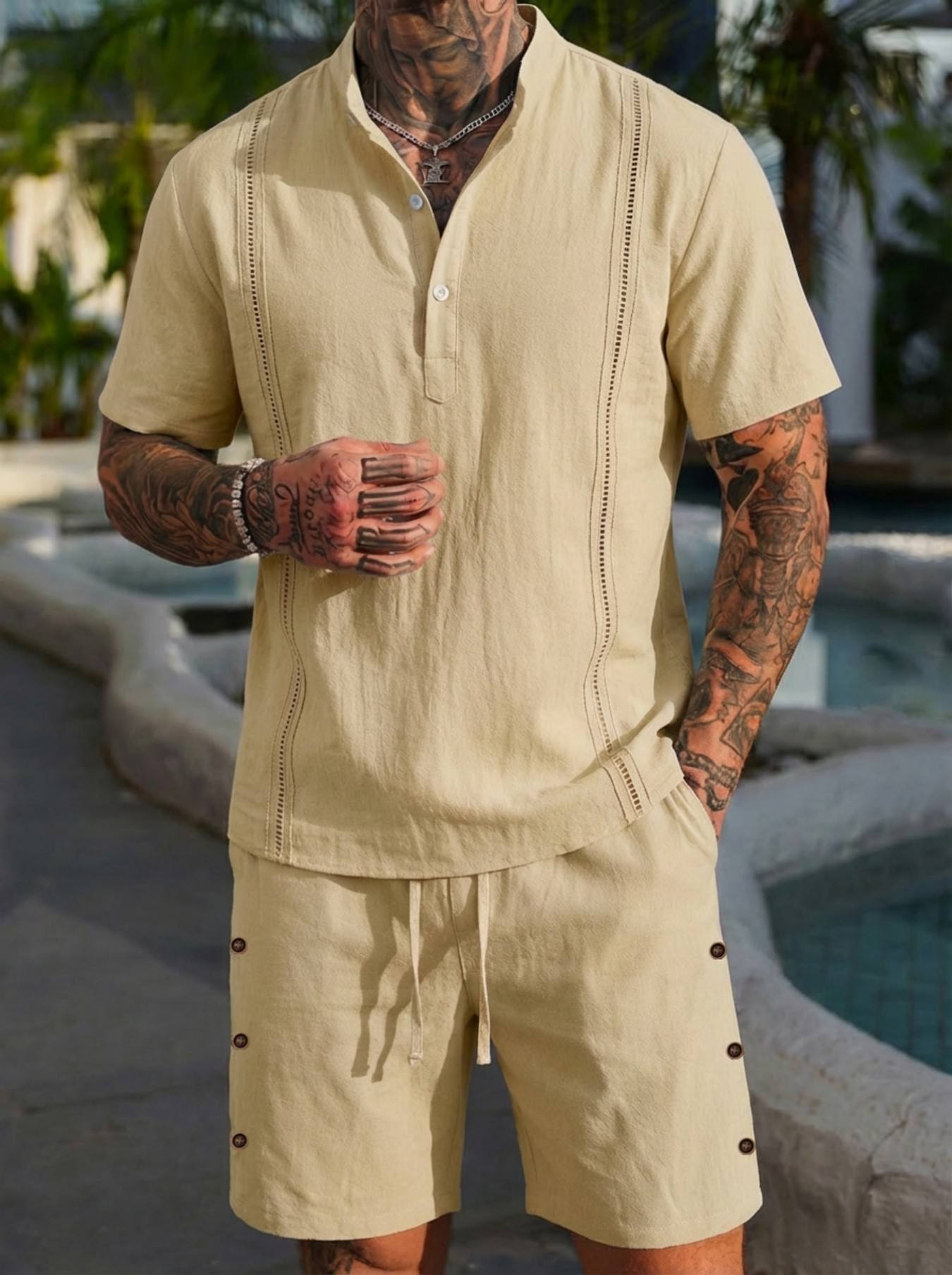 2026 men's summer beach casual - Linen Shorts Men ulasan dan harga