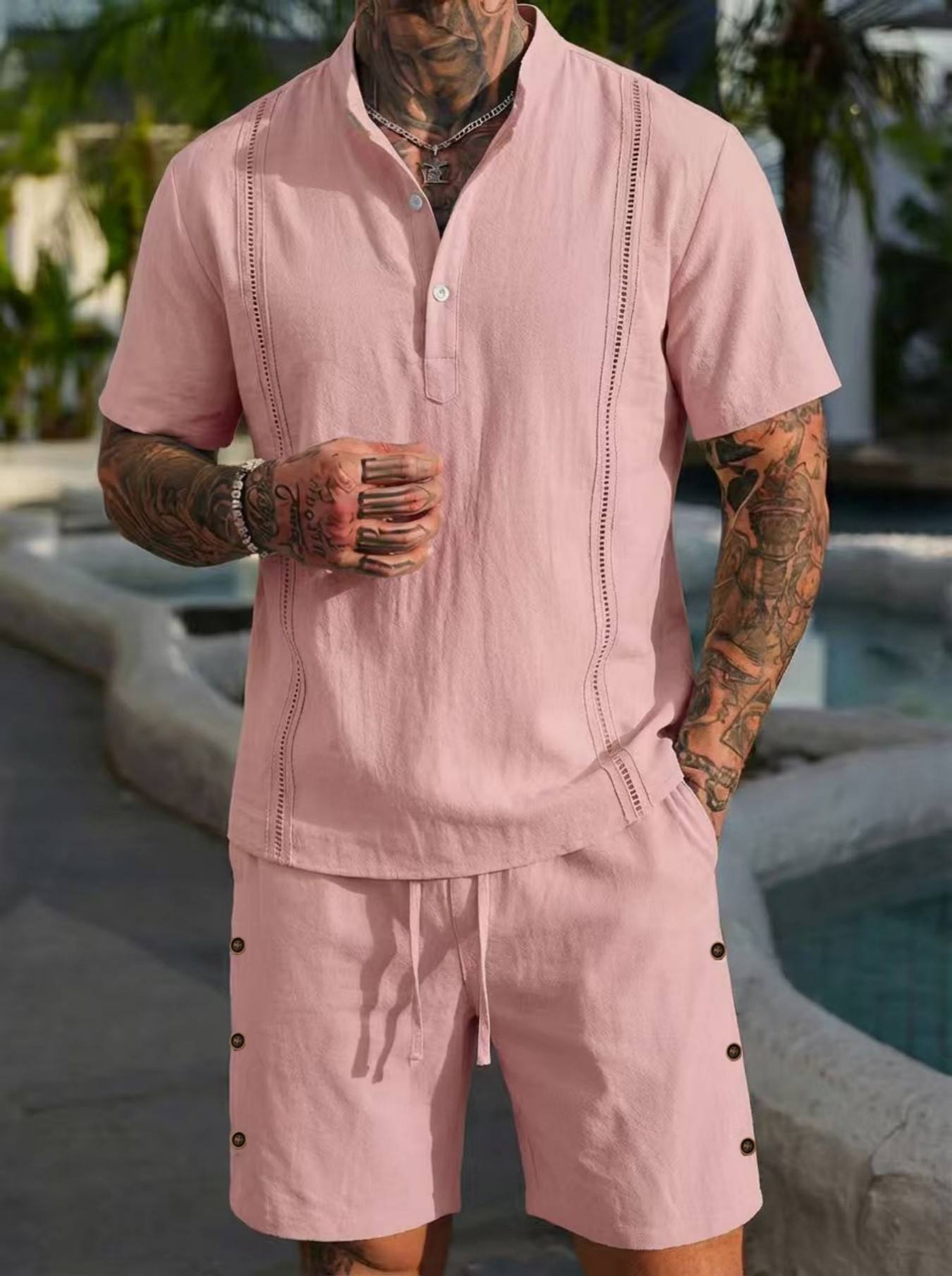 2026 men's summer beach casual - Linen Shorts Men ulasan dan harga