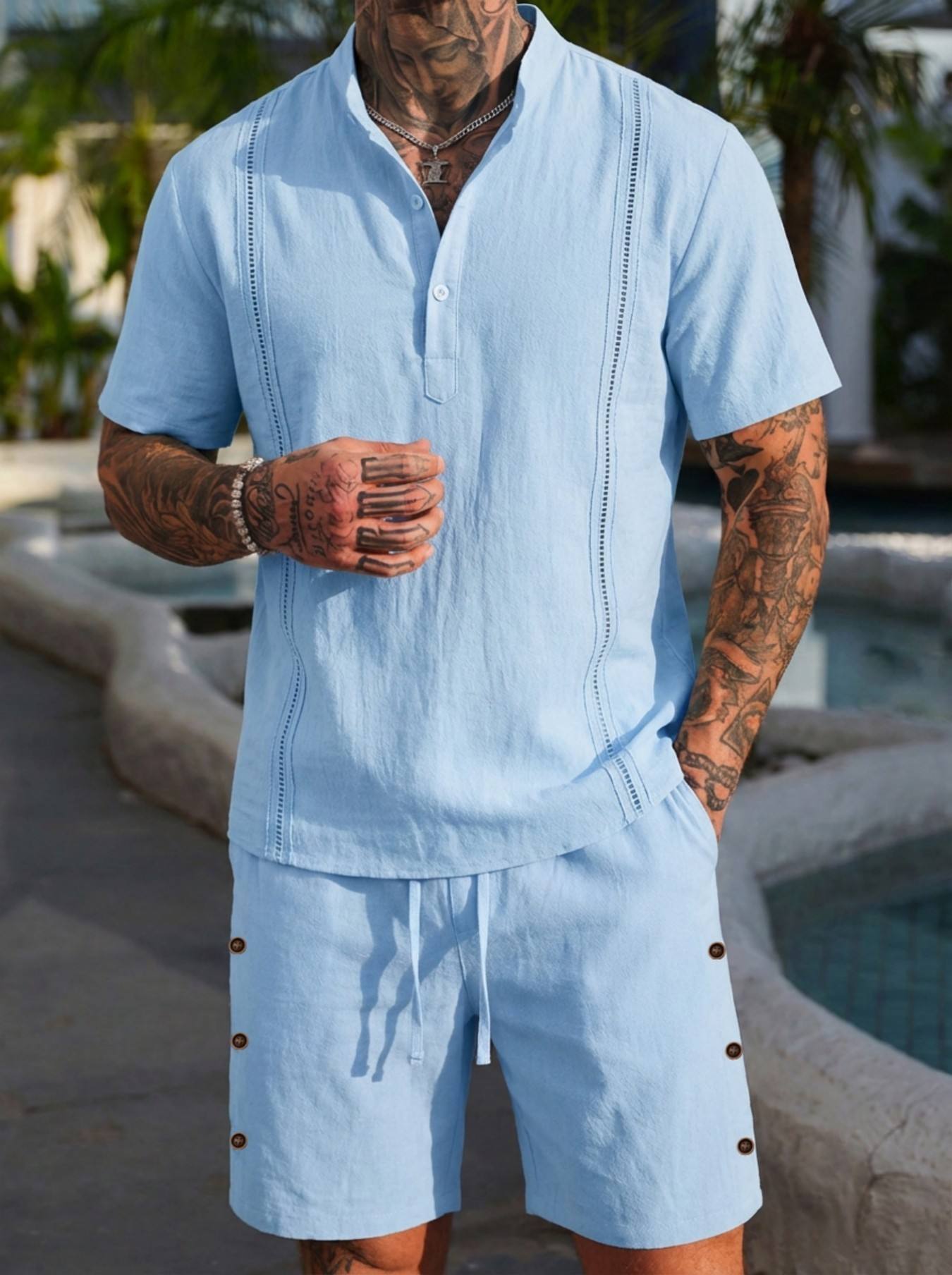 2026 men's summer beach casual - Linen Shorts Men ulasan dan harga