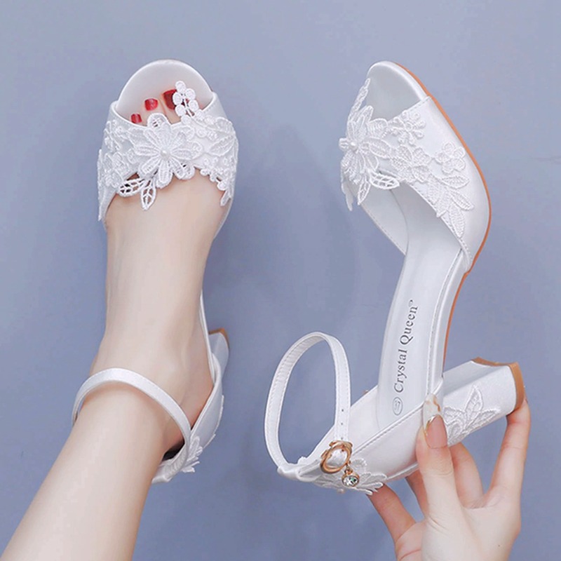 Women White Silk High Heels Su - Summer Closet ulasan dan harga