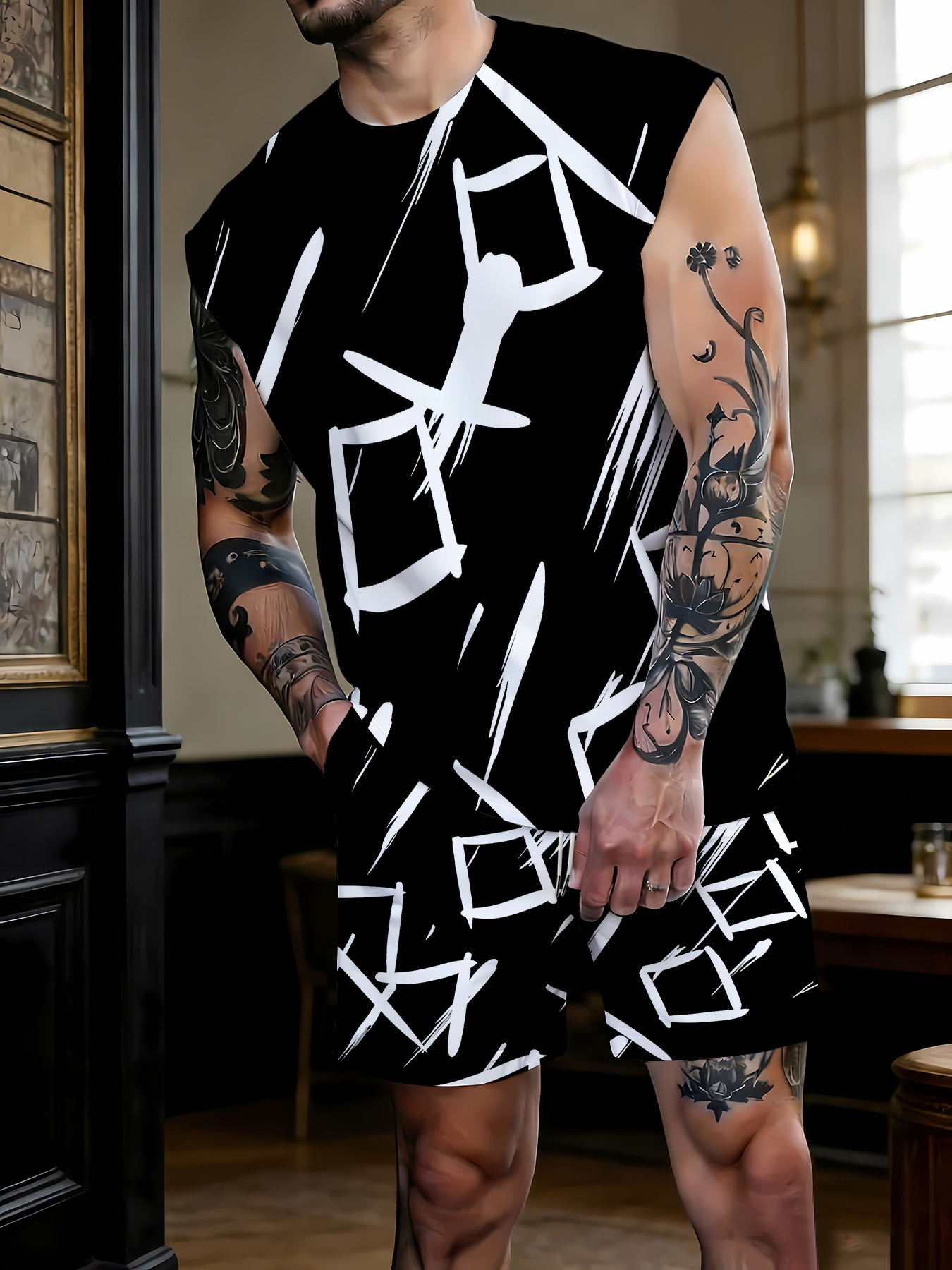 Men's Compression Tank Top and - Summer Knit Clothing ulasan dan harga