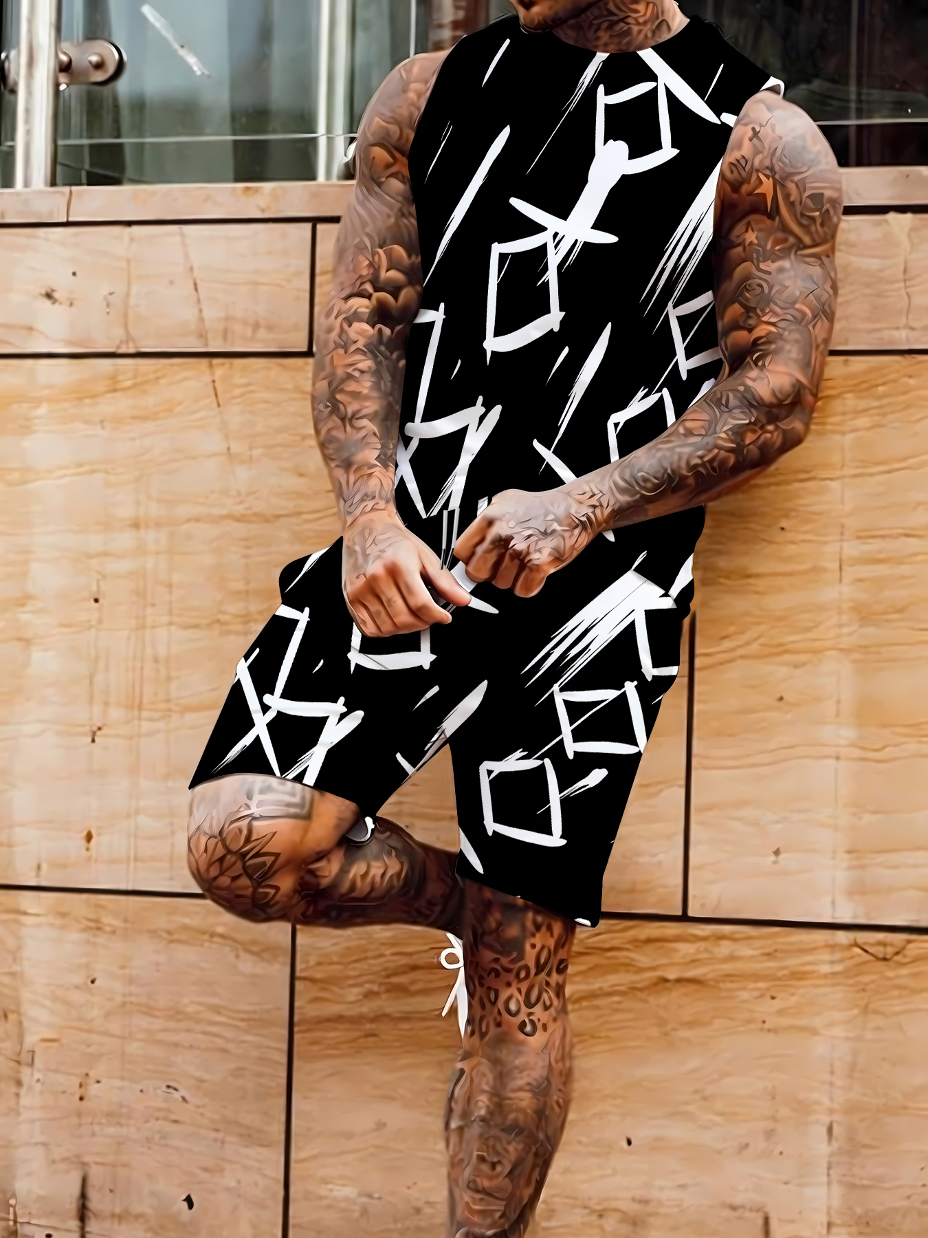 Men's Compression Tank Top and - Summer Knit Clothing ulasan dan harga