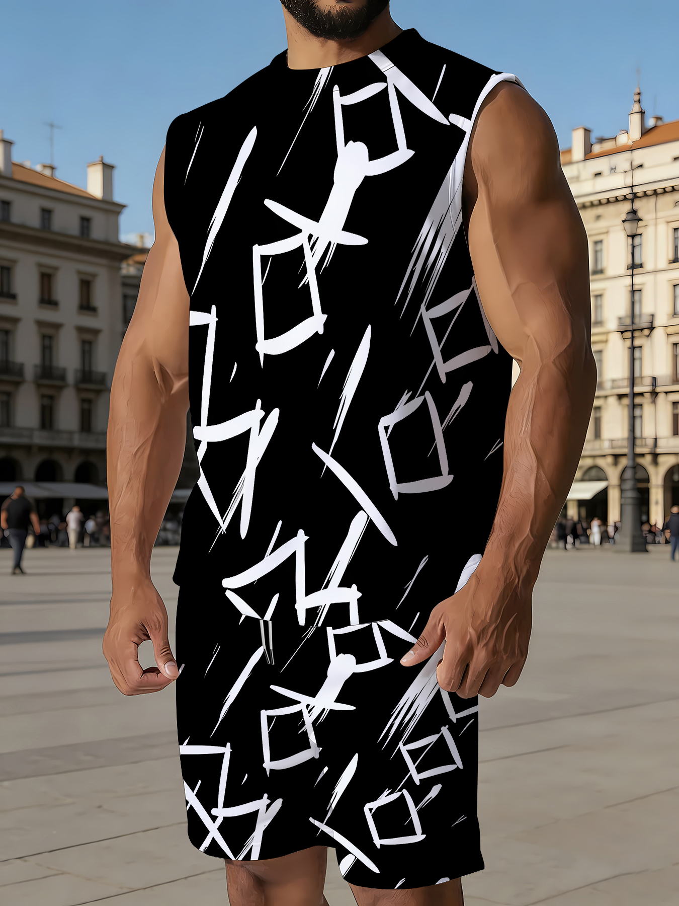 Men's Compression Tank Top and - Summer Knit Clothing ulasan dan harga
