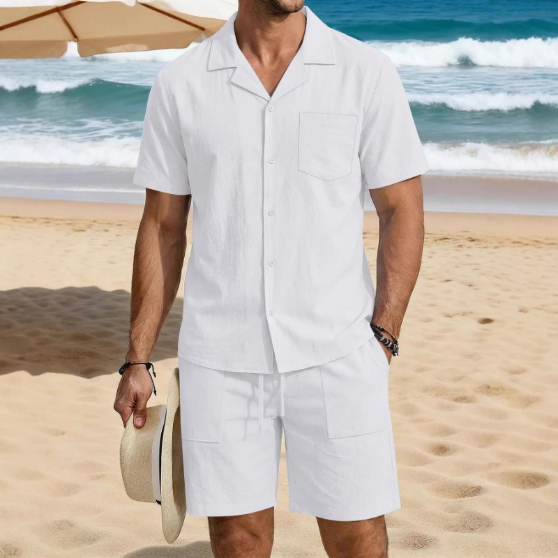 Mens Summer Cotton Linen Vacat - Linen Shorts Men ulasan dan harga