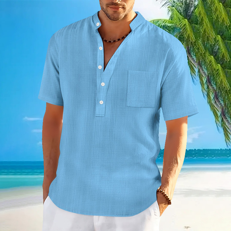 New men's standing collar shor - Summer Clothing Men Linen ulasan dan harga