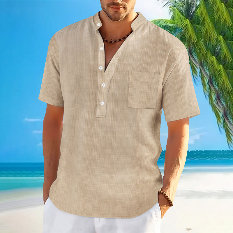 New men's standing collar shor - Summer Clothing Men Linen ulasan dan harga