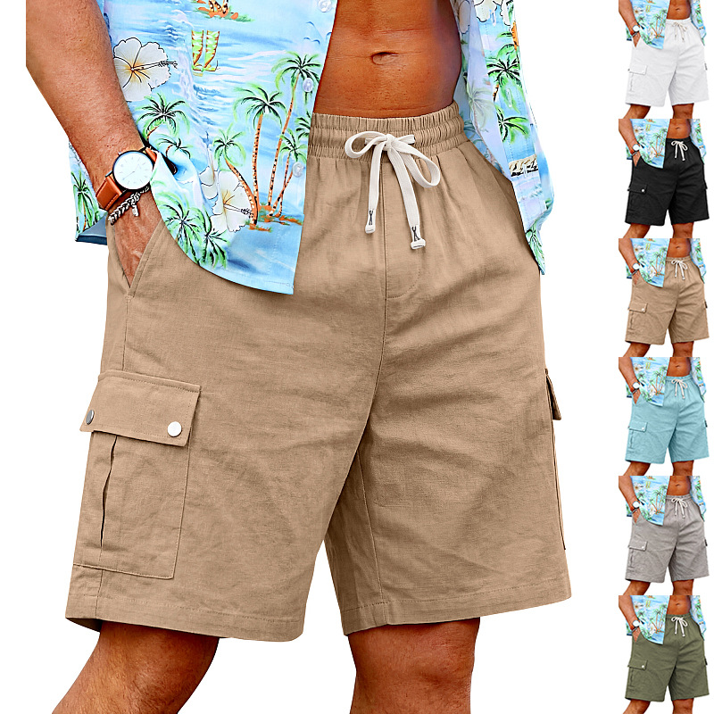 Summer loose skin-friendly out - Linen Shorts Men ulasan dan harga