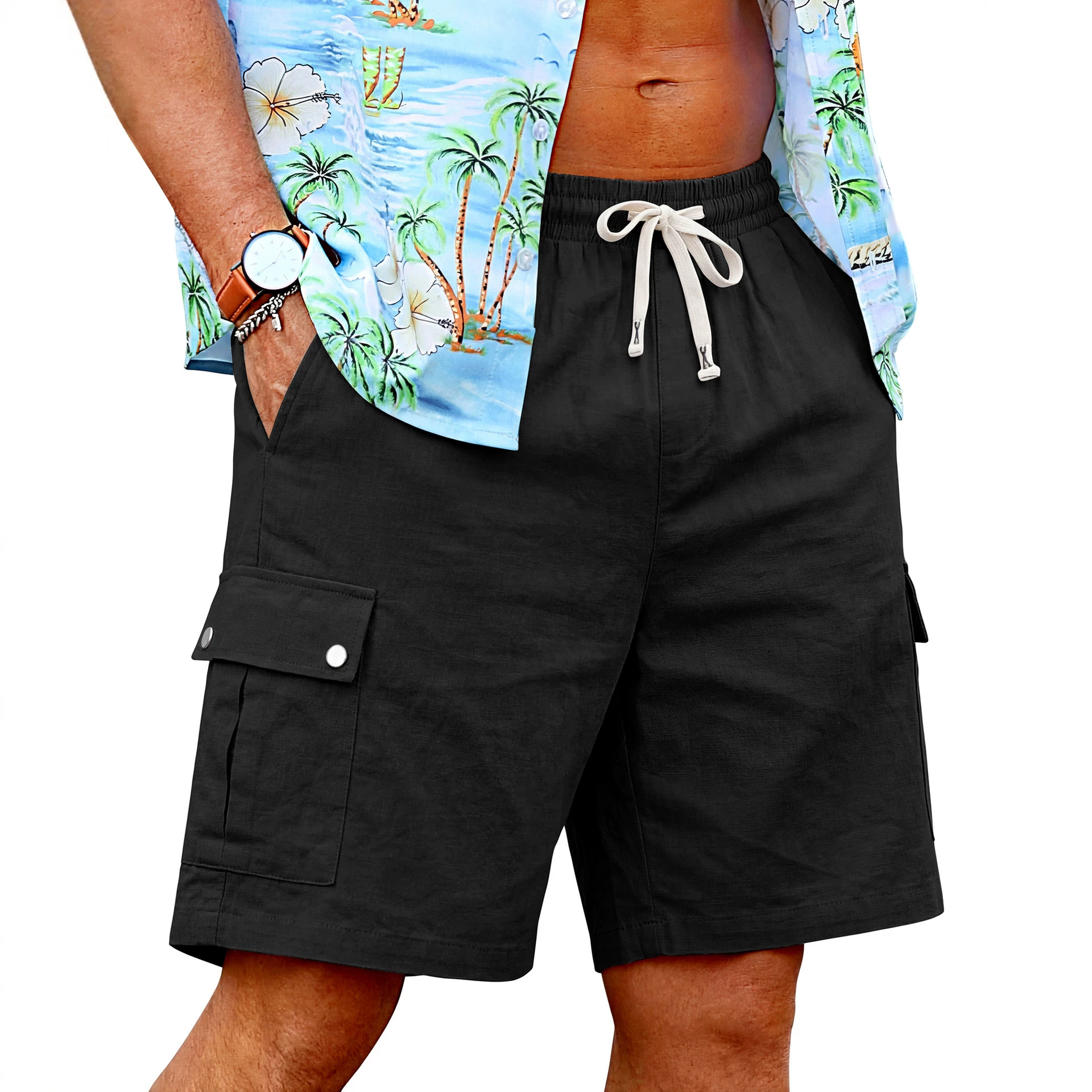 Summer loose skin-friendly out - Linen Shorts Men ulasan dan harga