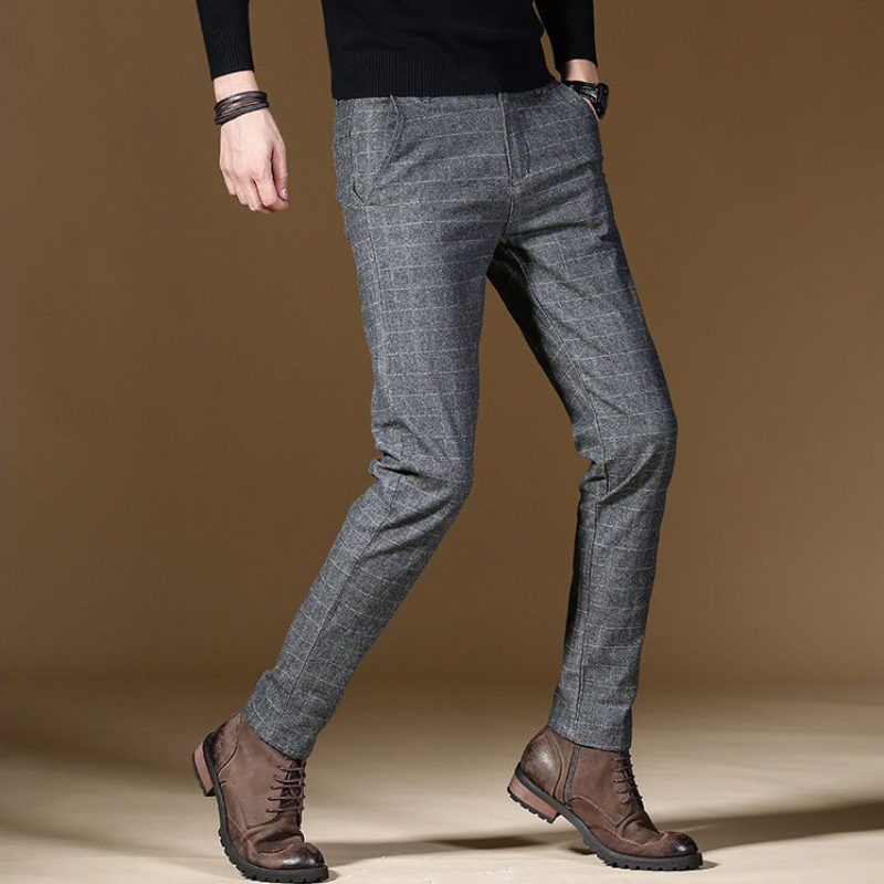 Male Suit Trousers Gray Plaid  - Summer Clothing Cheap ulasan dan harga