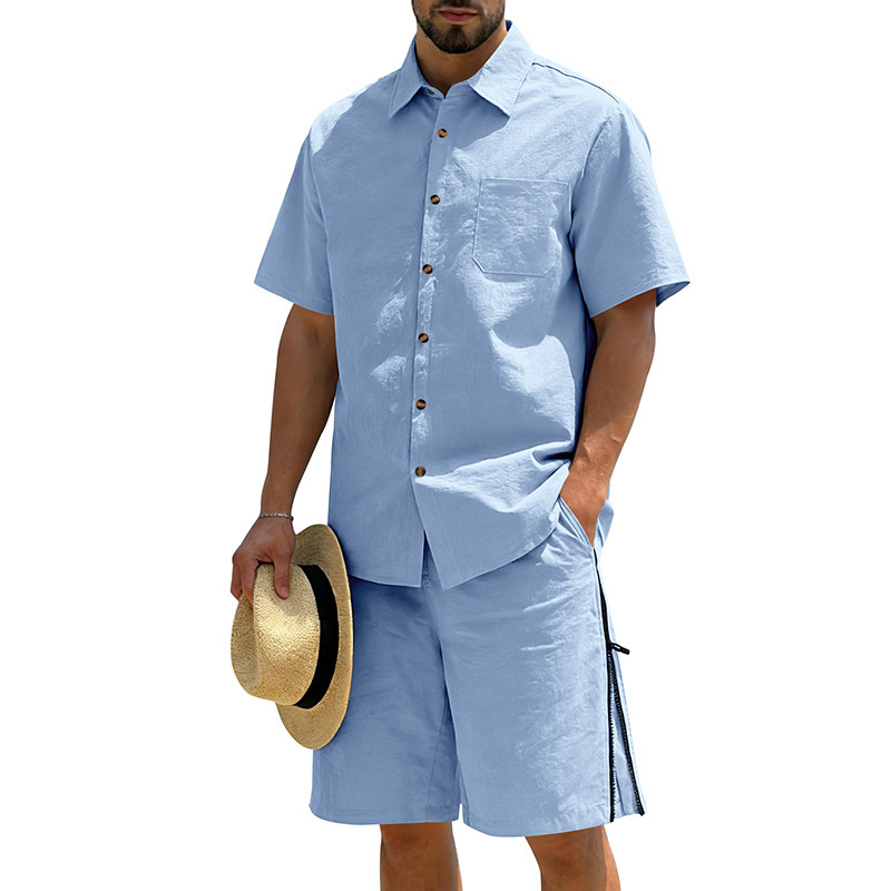 Men's Casual Cotton Linen 2 Pi - Linen Shorts Men ulasan dan harga