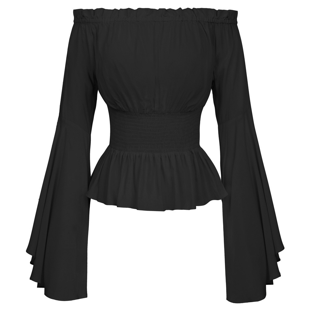 Goth Slim Shirt Flared Long Sl - Summer Renaissance Clothing ulasan dan harga