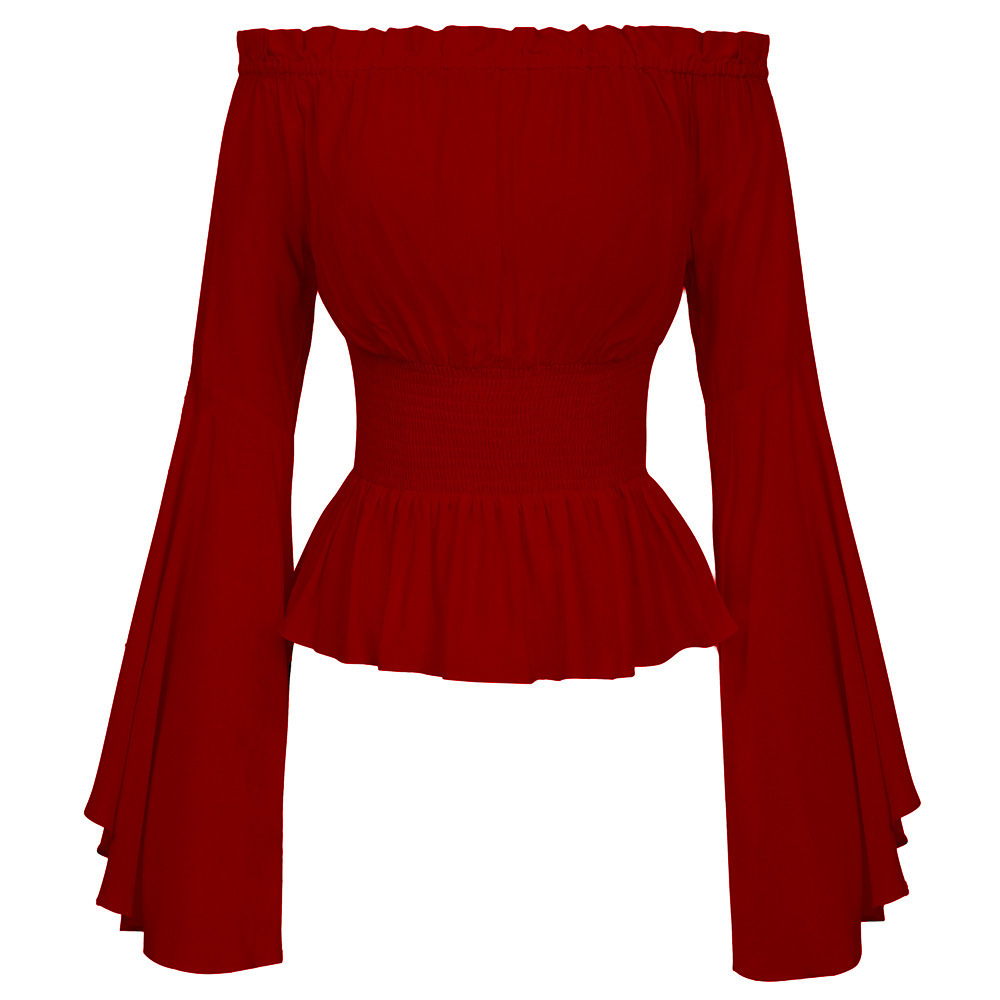 Goth Slim Shirt Flared Long Sl - Summer Renaissance Clothing ulasan dan harga