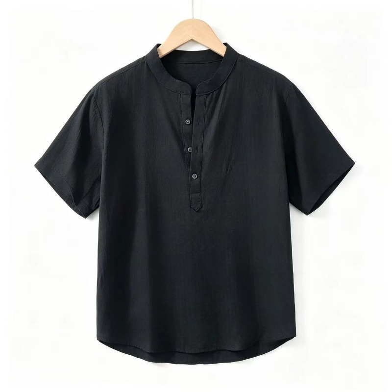 Men Cotton Linen Short-Sleeve  - Linen Shorts Men ulasan dan harga
