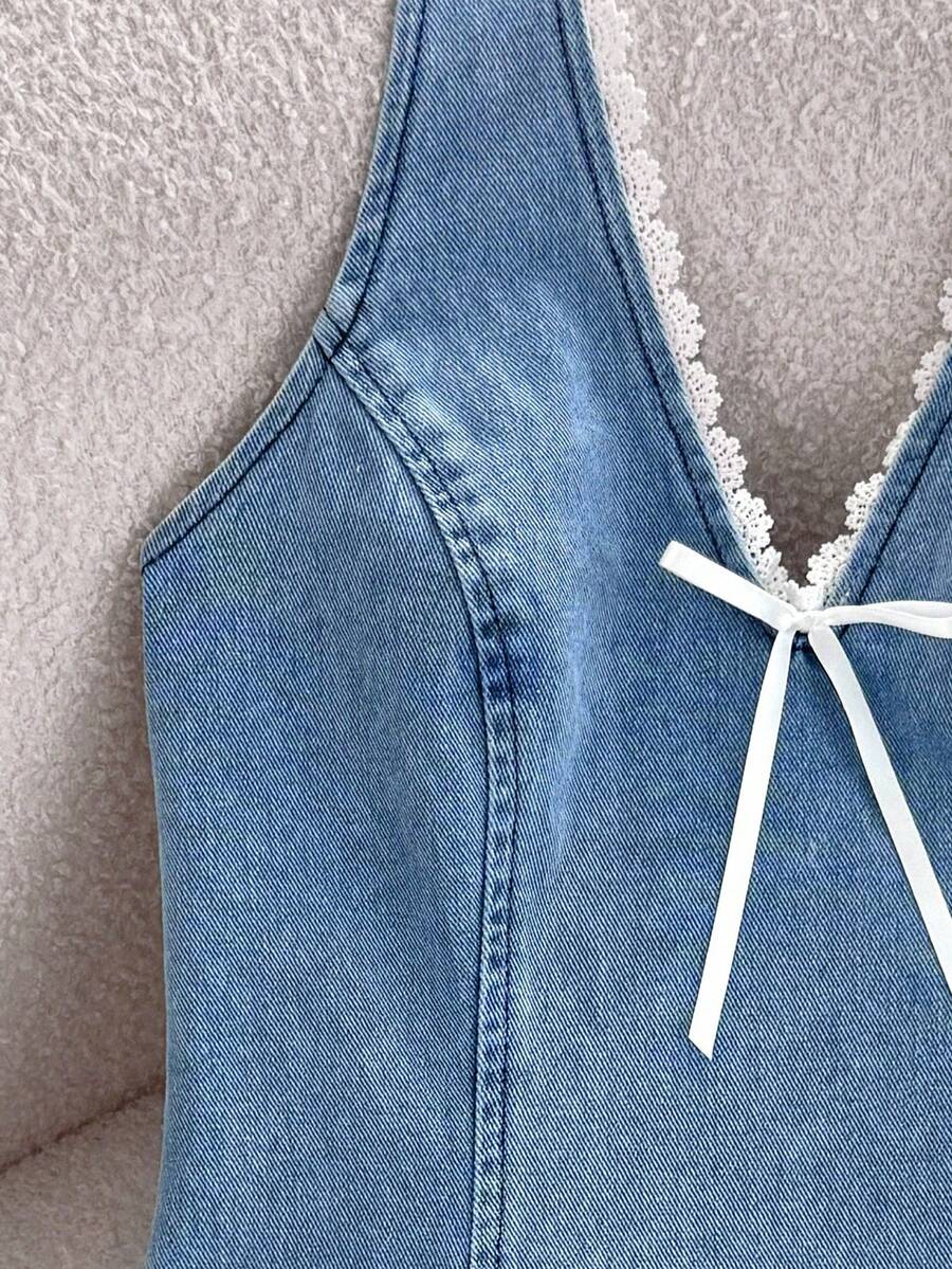 Womens Halter Neck Denim Mini  - Halter Neck Top ulasan dan harga