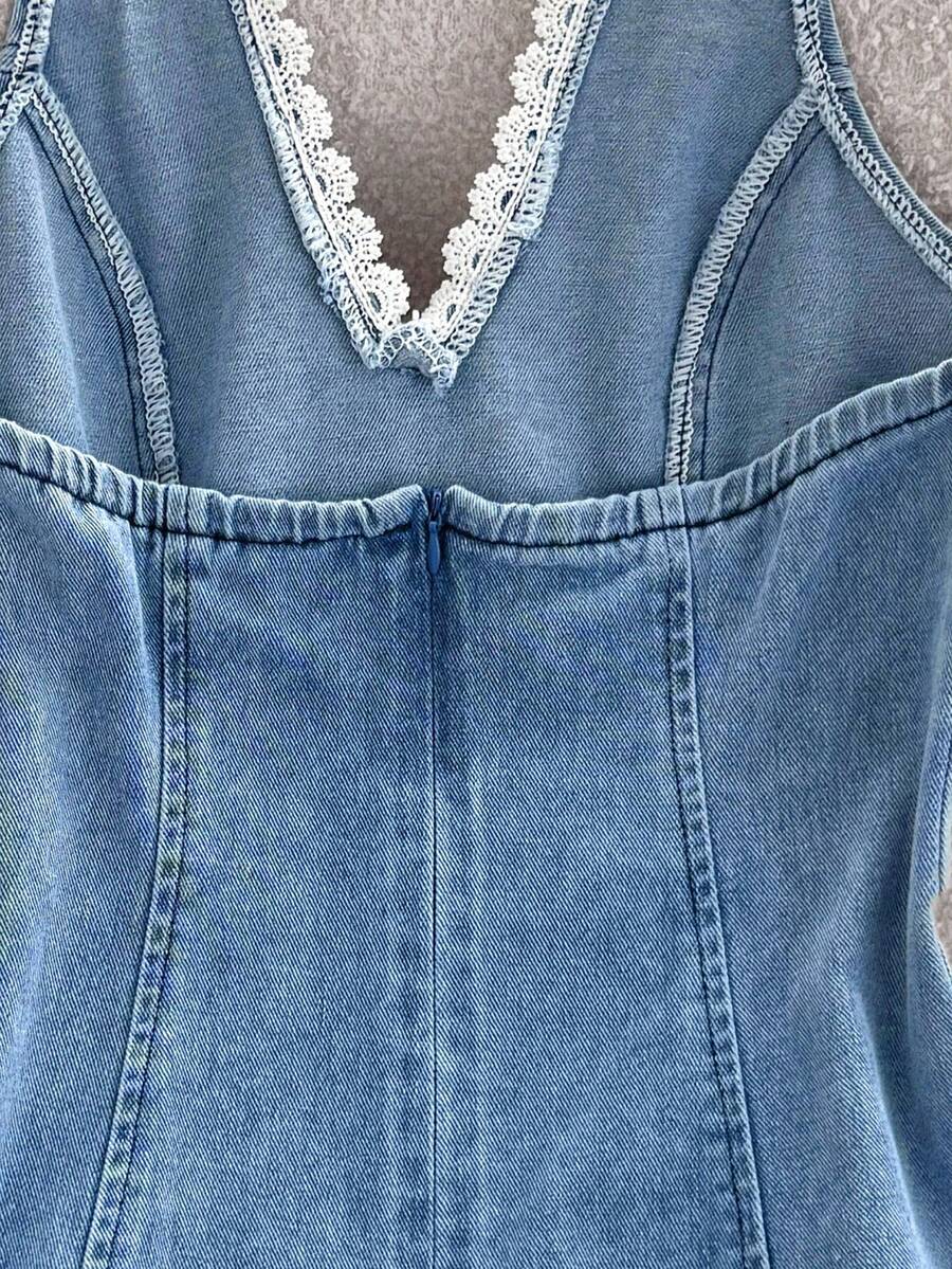 Womens Halter Neck Denim Mini  - Halter Neck Top ulasan dan harga