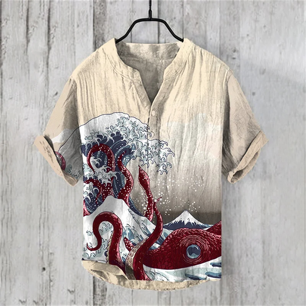 Summer Casual Men's Short Slee - Summer Clothing Men Linen ulasan dan harga