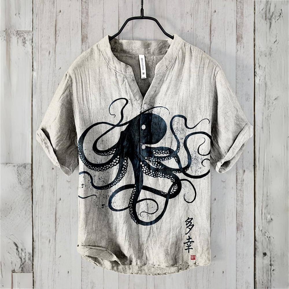 Summer Casual Men's Short Slee - Summer Clothing Men Linen ulasan dan harga