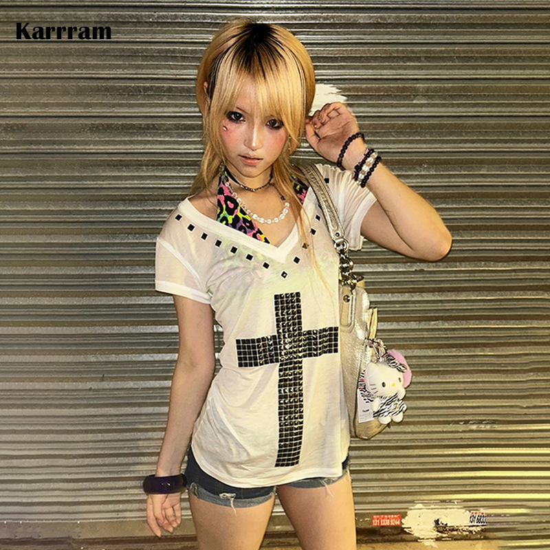 Karrram Japanese Y2k Metal Cro - Summer Grunge Clothing ulasan dan harga