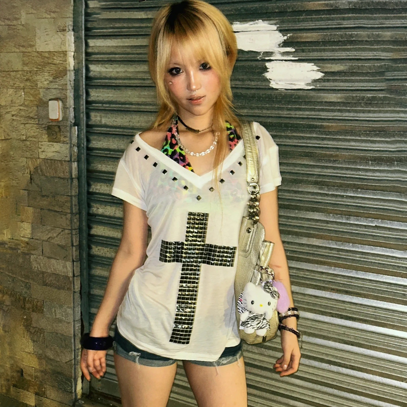 Karrram Japanese Y2k Metal Cro - Summer Grunge Clothing ulasan dan harga