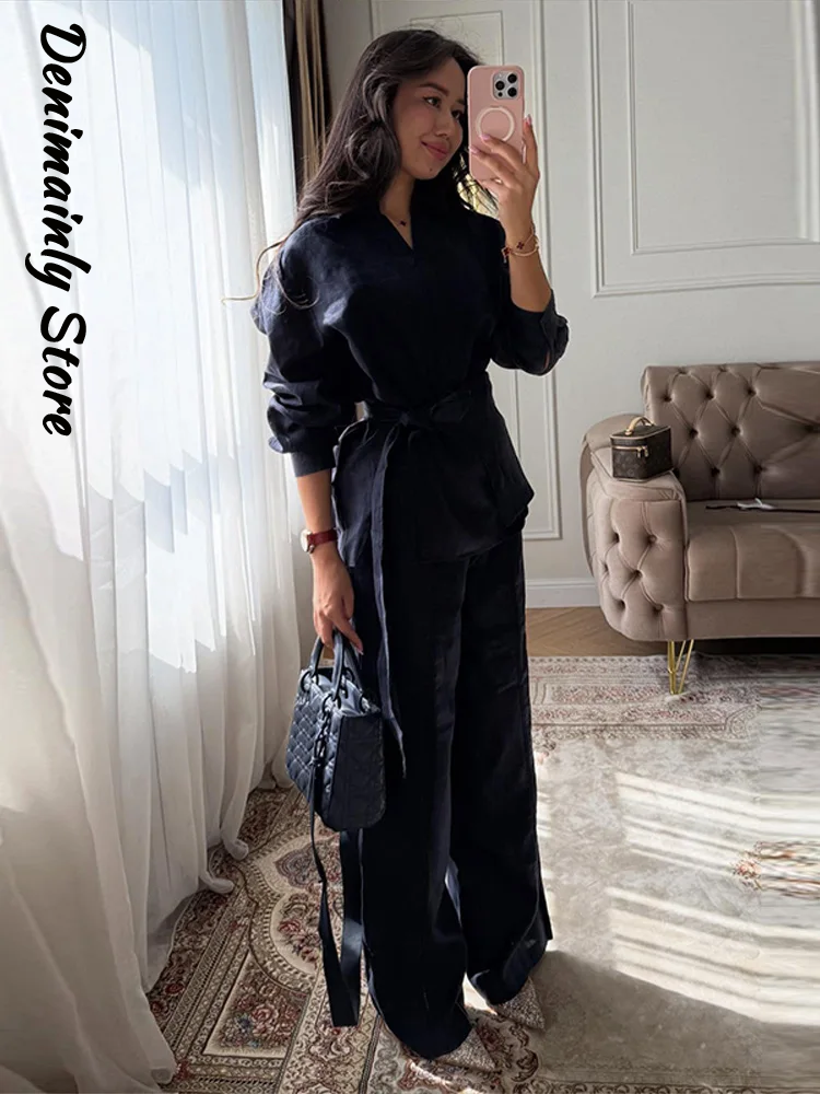 Casual Women's Linen Pants Set - Summer Clothing Men Linen ulasan dan harga