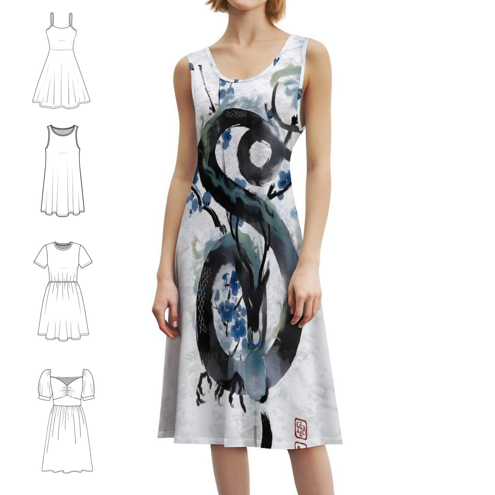 Japanese Blue Night Dragon Ink - Summer Nights Clothing ulasan dan harga