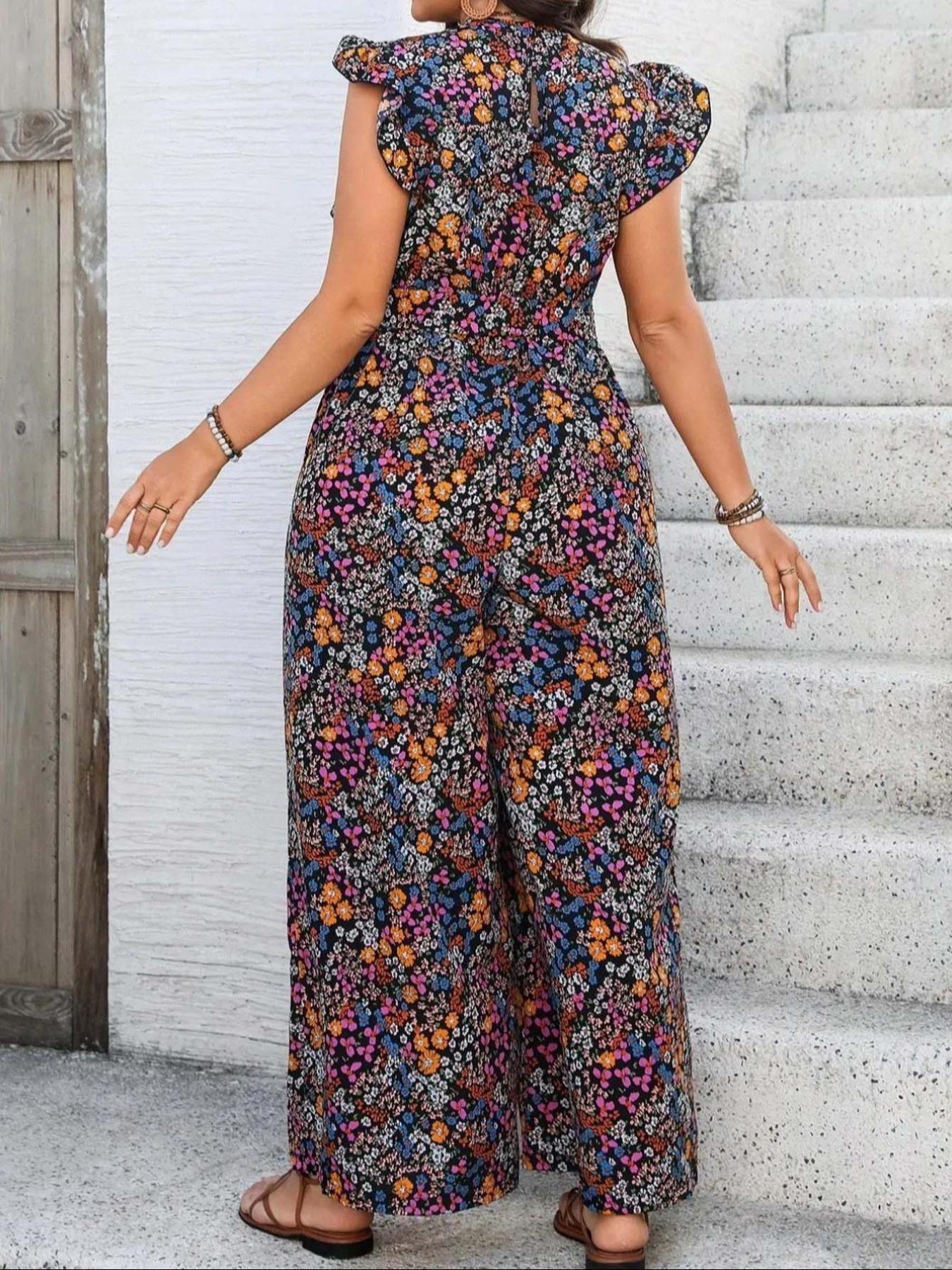 【Plus Size】 Floral Print Tie S - Summer Clothing Vacation ulasan dan harga