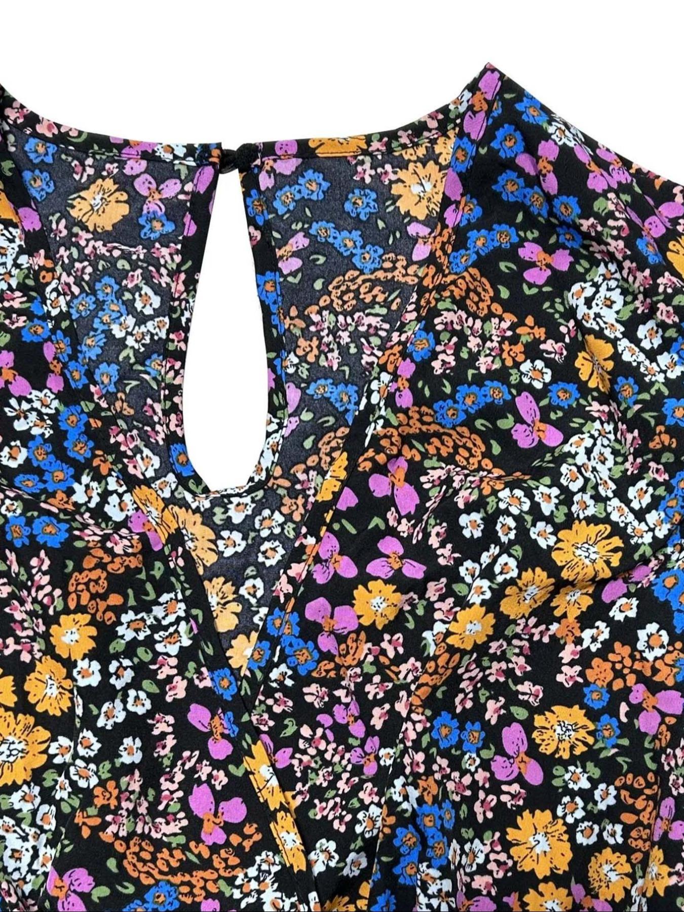 【Plus Size】 Floral Print Tie S - Summer Clothing Vacation ulasan dan harga